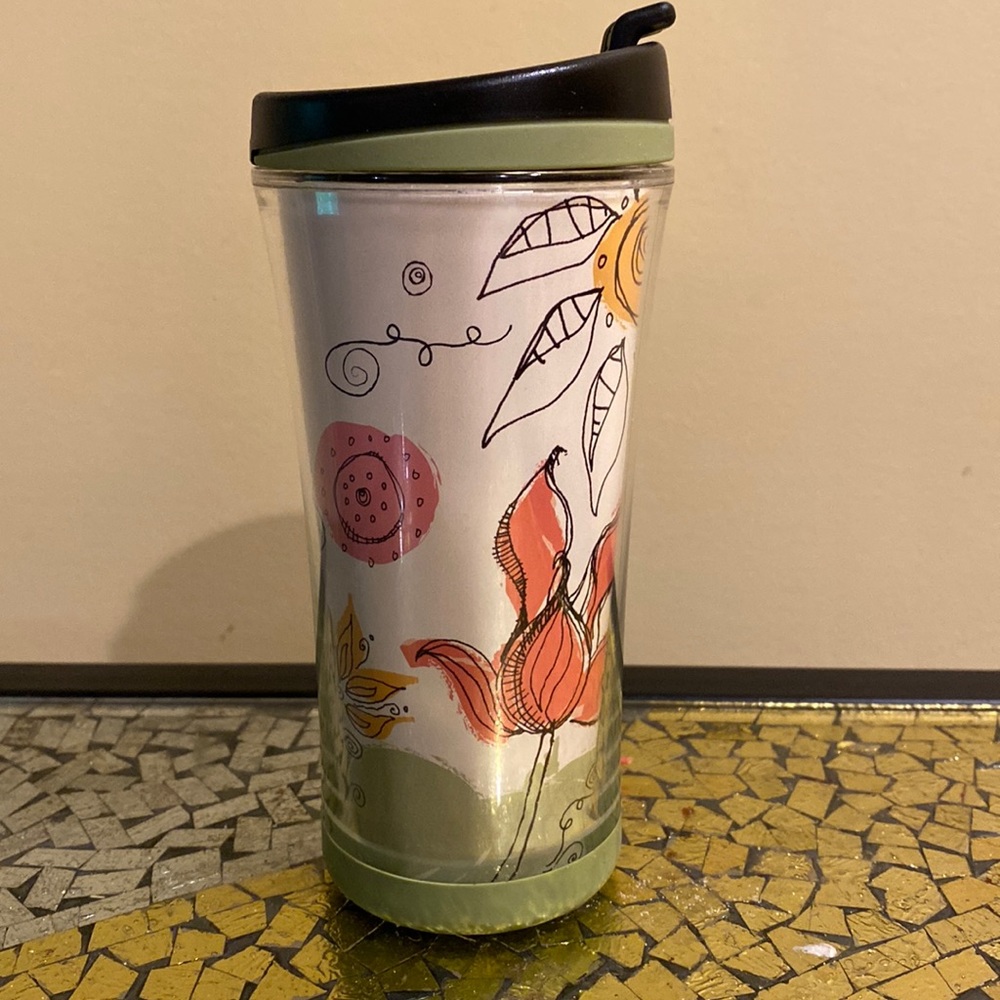 2007 Starbucks Coffee Company 8 oz Tumbler Flowers Floral NOS